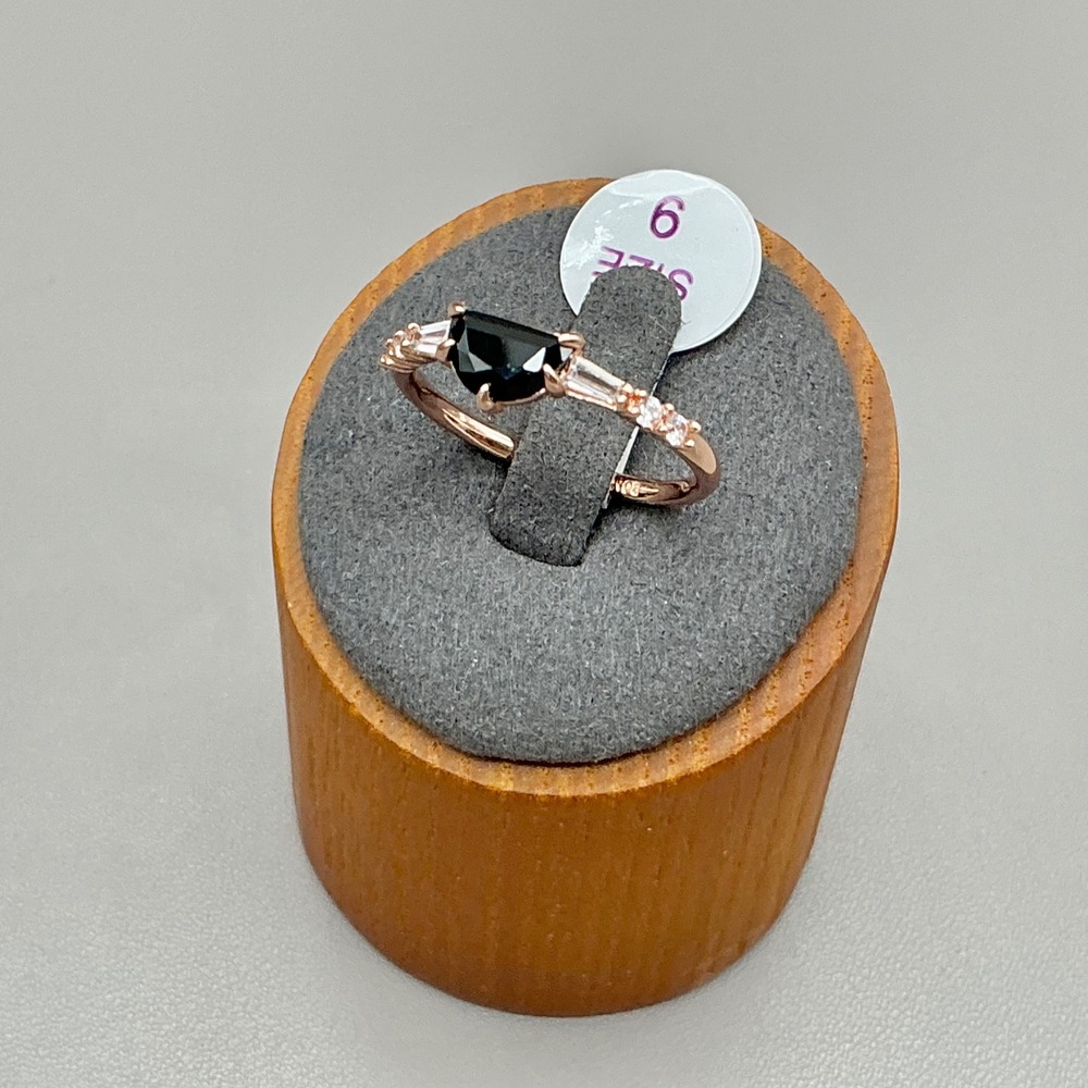 Bomb Party Cosmic Dreams Ring Women Black Rose Gold Plated Cubic Zirconia Size 6